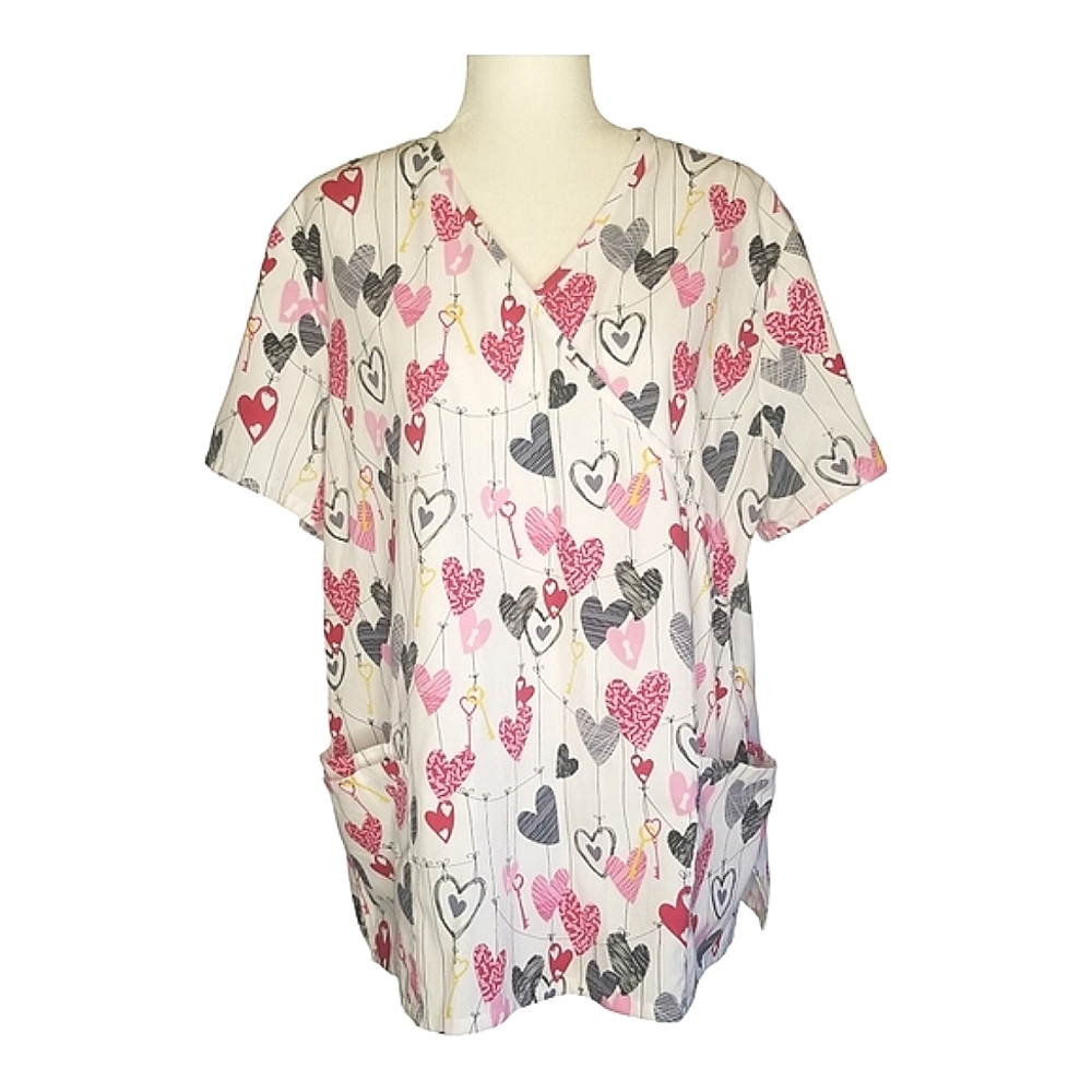 SB Scrubs Heart Print Top with Pockets